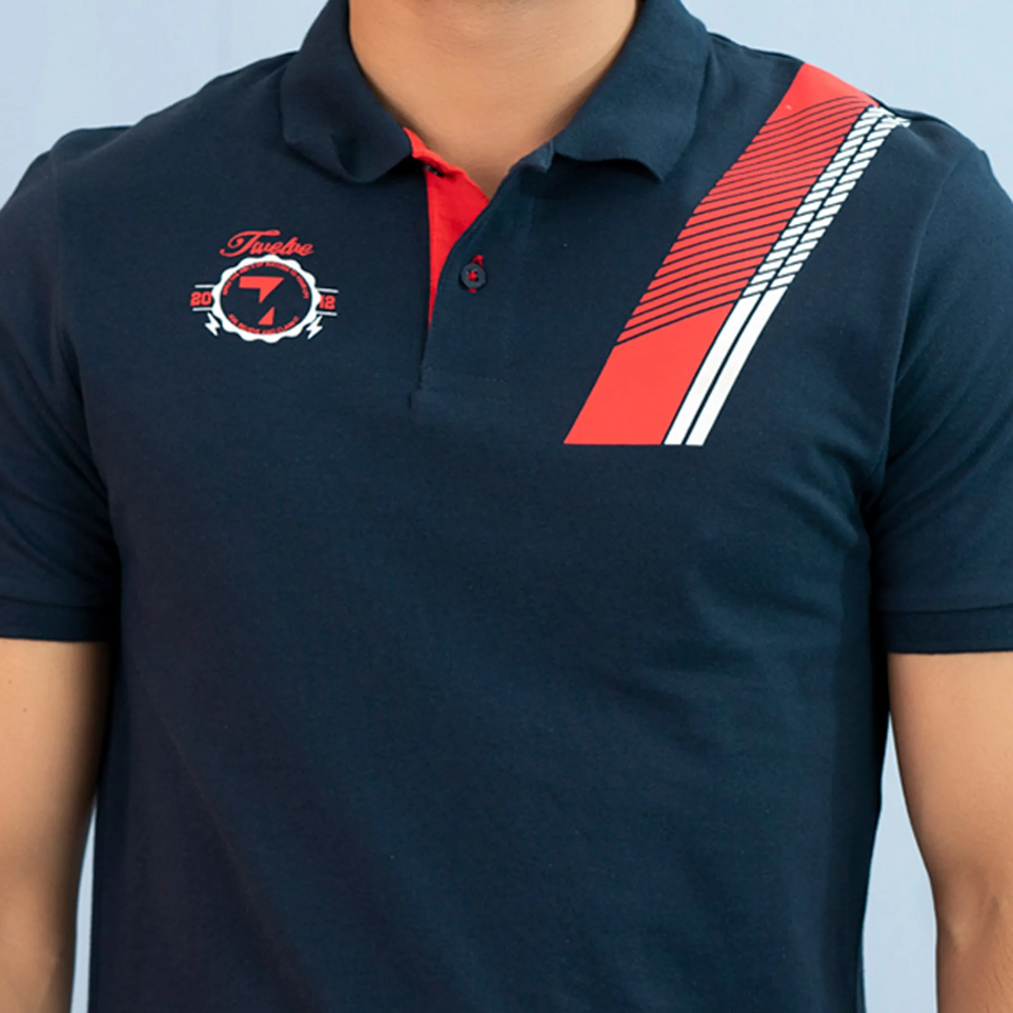 Men's Navy Print Polo