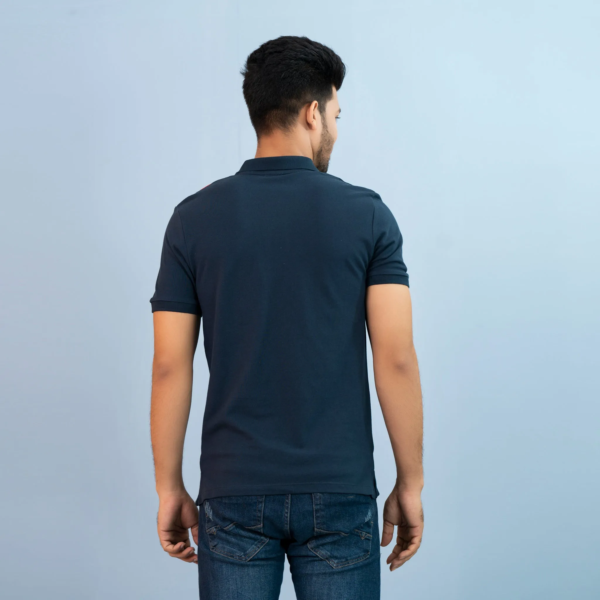 Men's Navy Print Polo