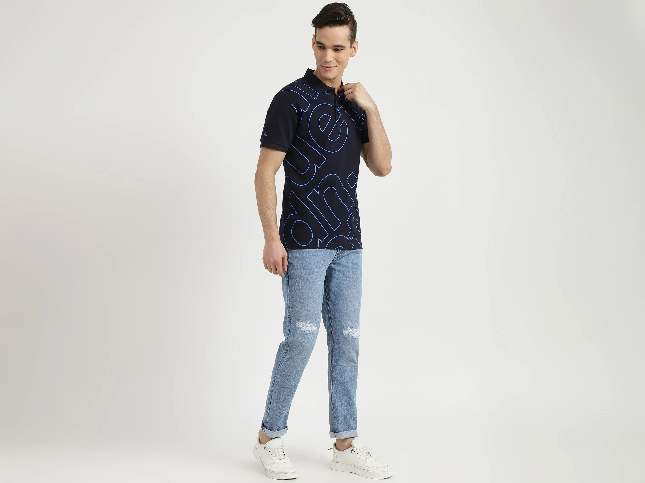 Mens Short Sleeve Printed Polo T-Shirt
