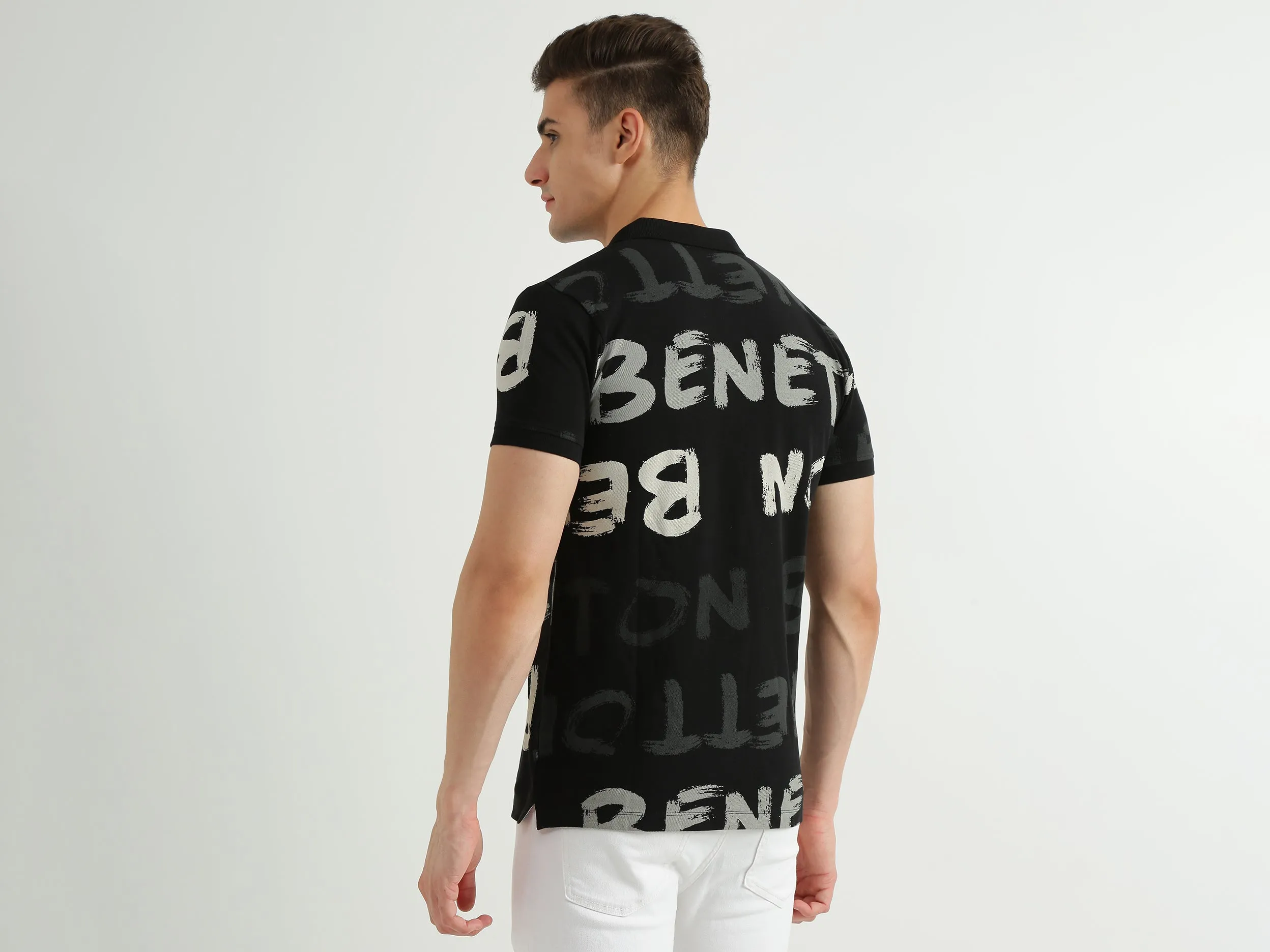 Mens Short Sleeve Printed Polo T-Shirt