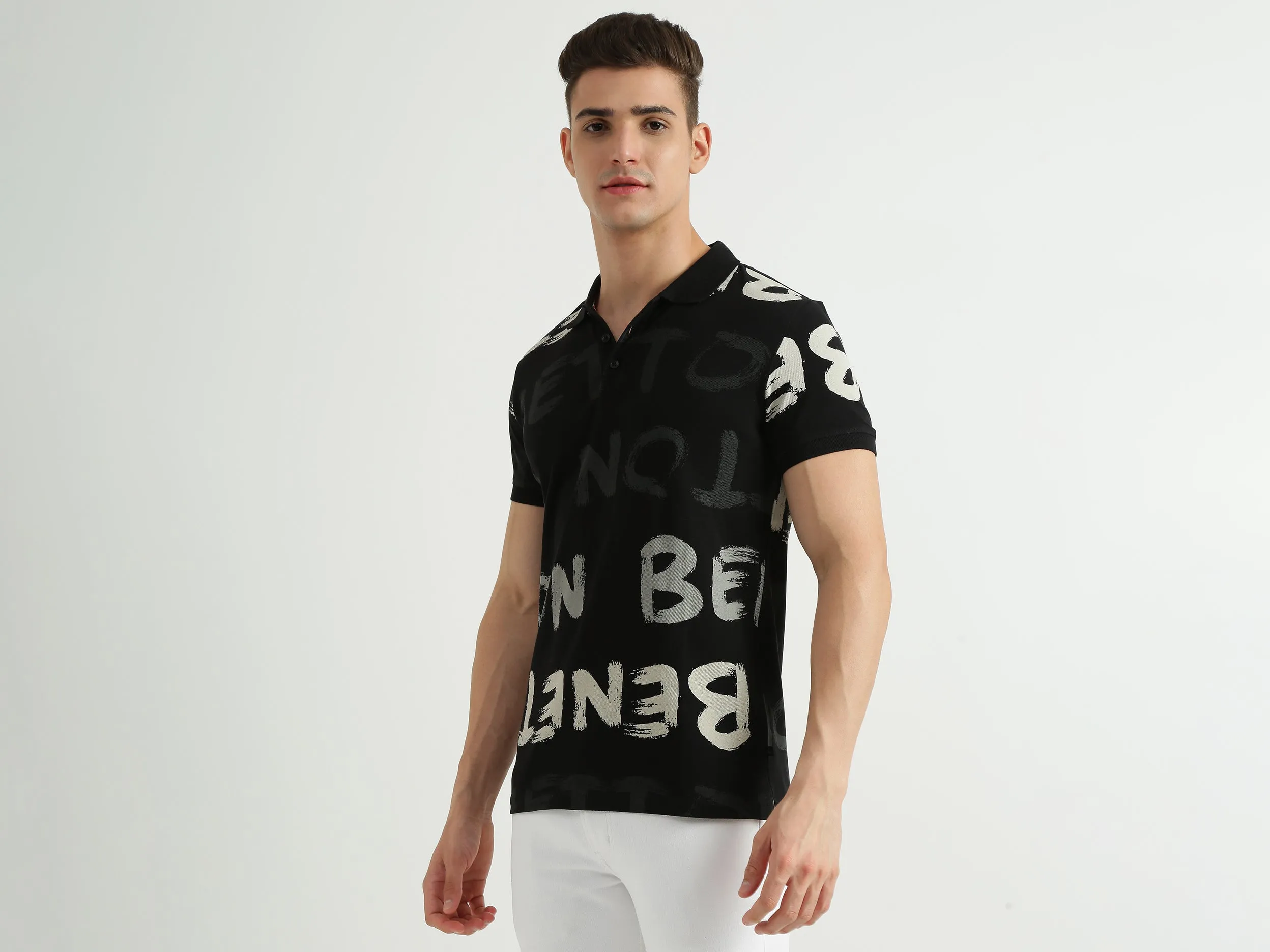 Mens Short Sleeve Printed Polo T-Shirt