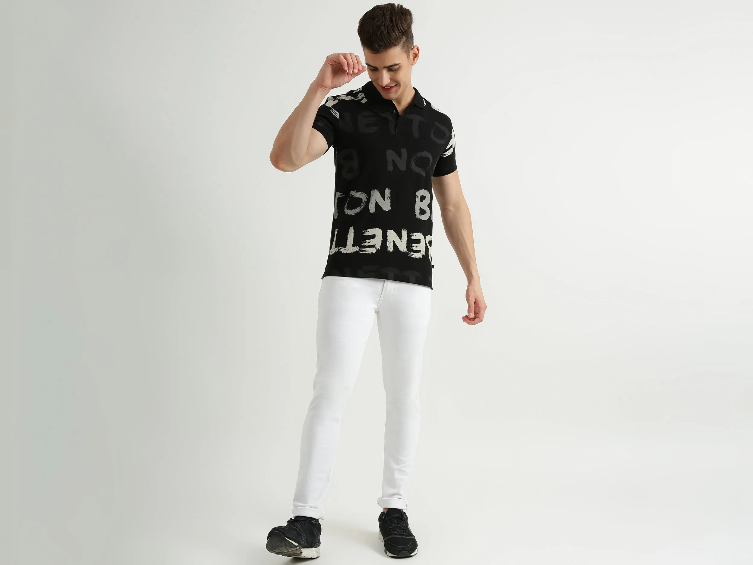 Mens Short Sleeve Printed Polo T-Shirt