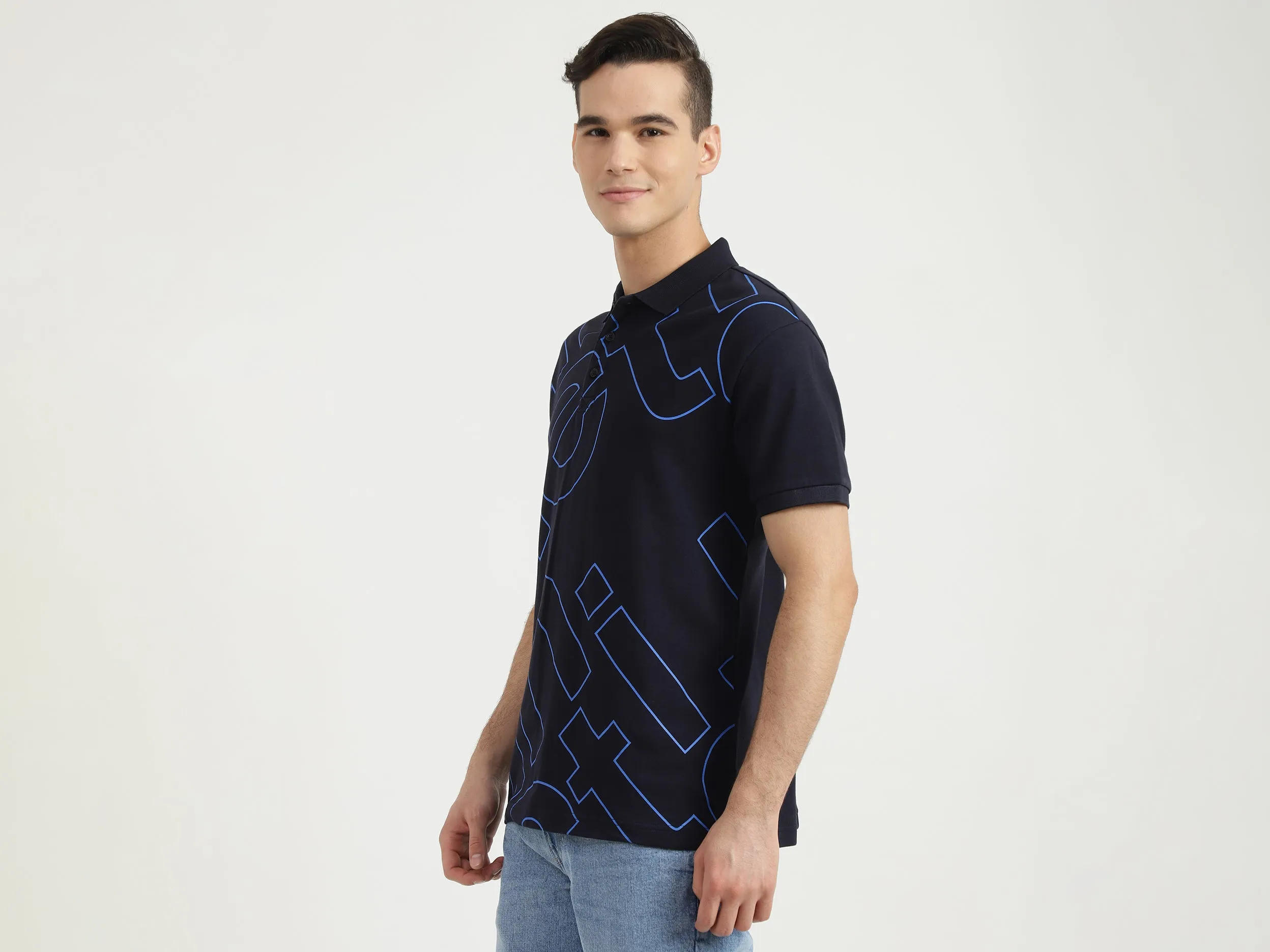 Mens Short Sleeve Printed Polo T-Shirt