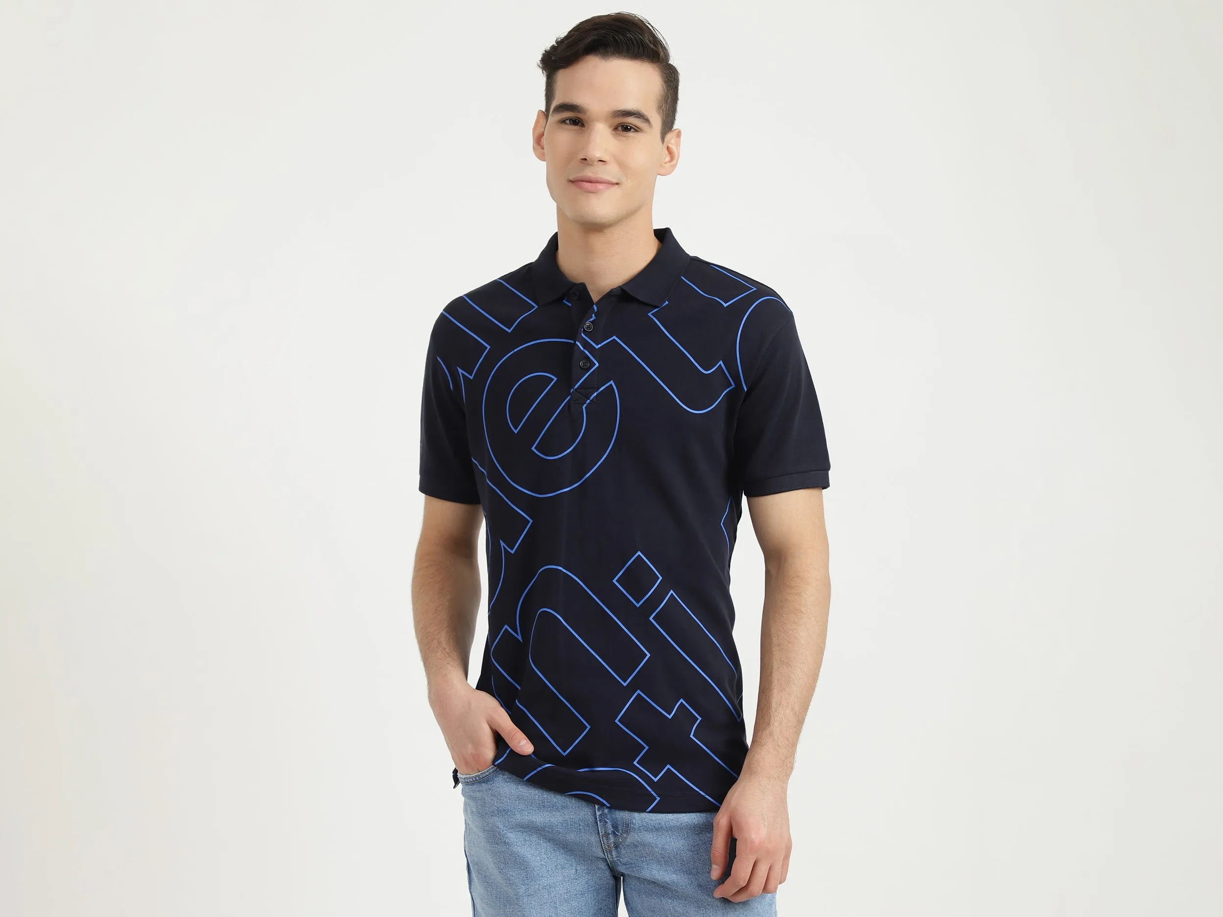 Mens Short Sleeve Printed Polo T-Shirt