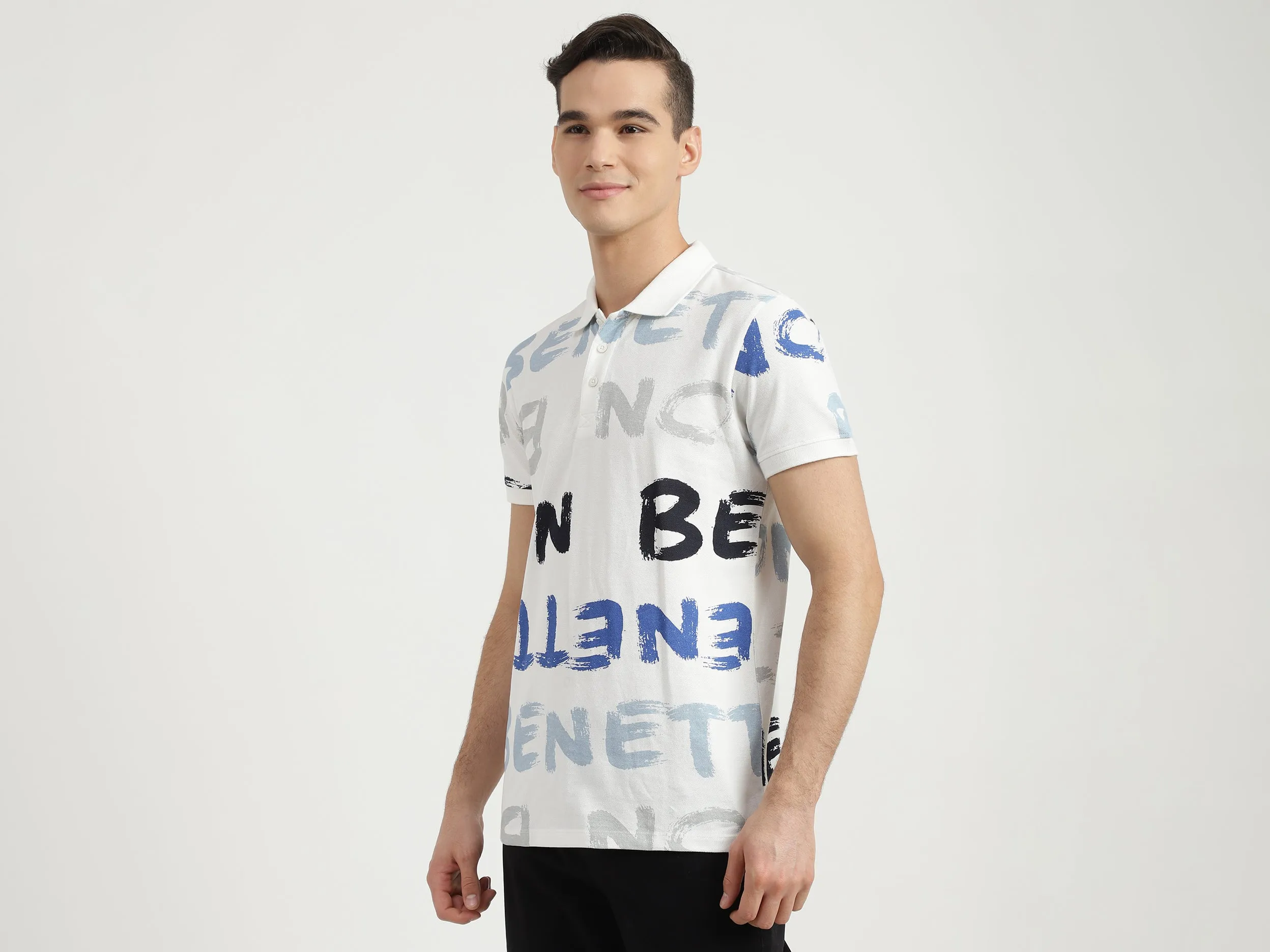 Mens Short Sleeve Printed Polo