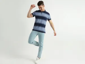 Mens Short Sleeve Stripe Polo T-Shirt