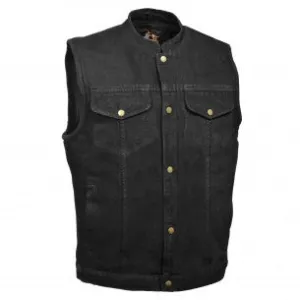 Men's Snap Front Denim Club Vest w/ Gun Pocket