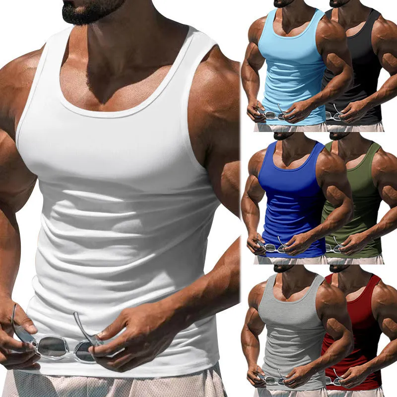 Men's Solid Colour I-Shaped Fitness Training Vest