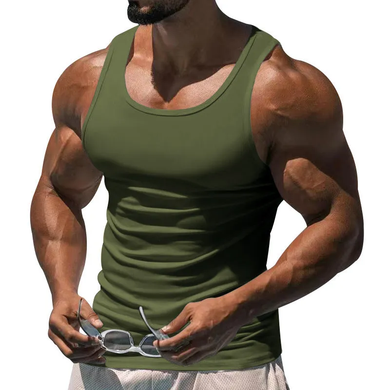 Men's Solid Colour I-Shaped Fitness Training Vest