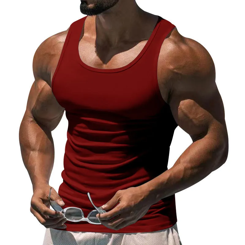 Men's Solid Colour I-Shaped Fitness Training Vest