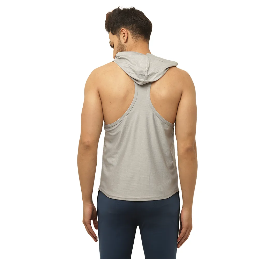 Men's Solid Grey Drop Tank with Hood