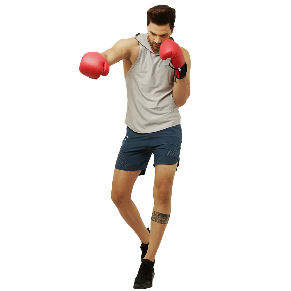 Men's Solid Grey Drop Tank with Hood