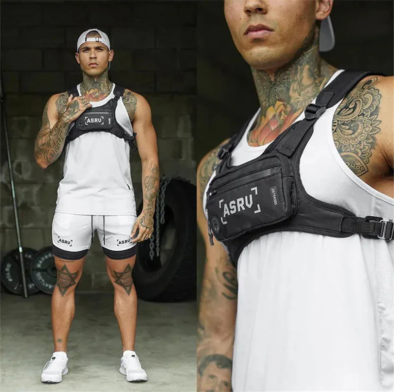 Men's Sport Chest Rig Vest - Running Bag, Gym Training Waist Pack, Hip Hop Streetwear Tactical Phone Holder, Fitness Accessories Bag