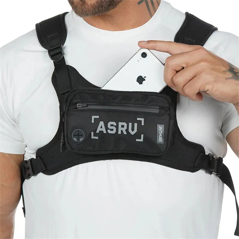 Men's Sport Chest Rig Vest - Running Bag, Gym Training Waist Pack, Hip Hop Streetwear Tactical Phone Holder, Fitness Accessories Bag