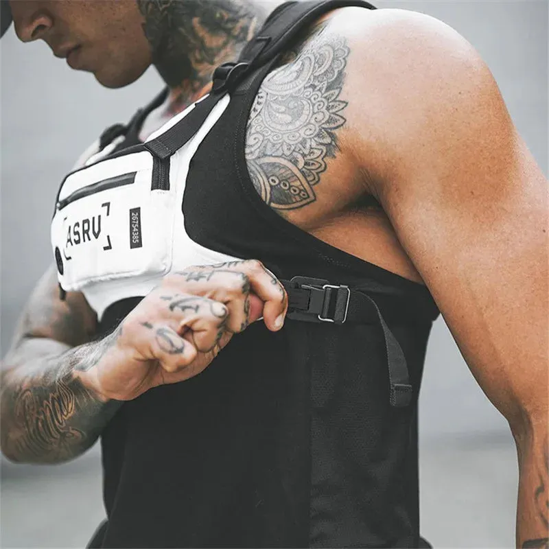 Men's Sport Chest Rig Vest - Running Bag, Gym Training Waist Pack, Hip Hop Streetwear Tactical Phone Holder, Fitness Accessories Bag