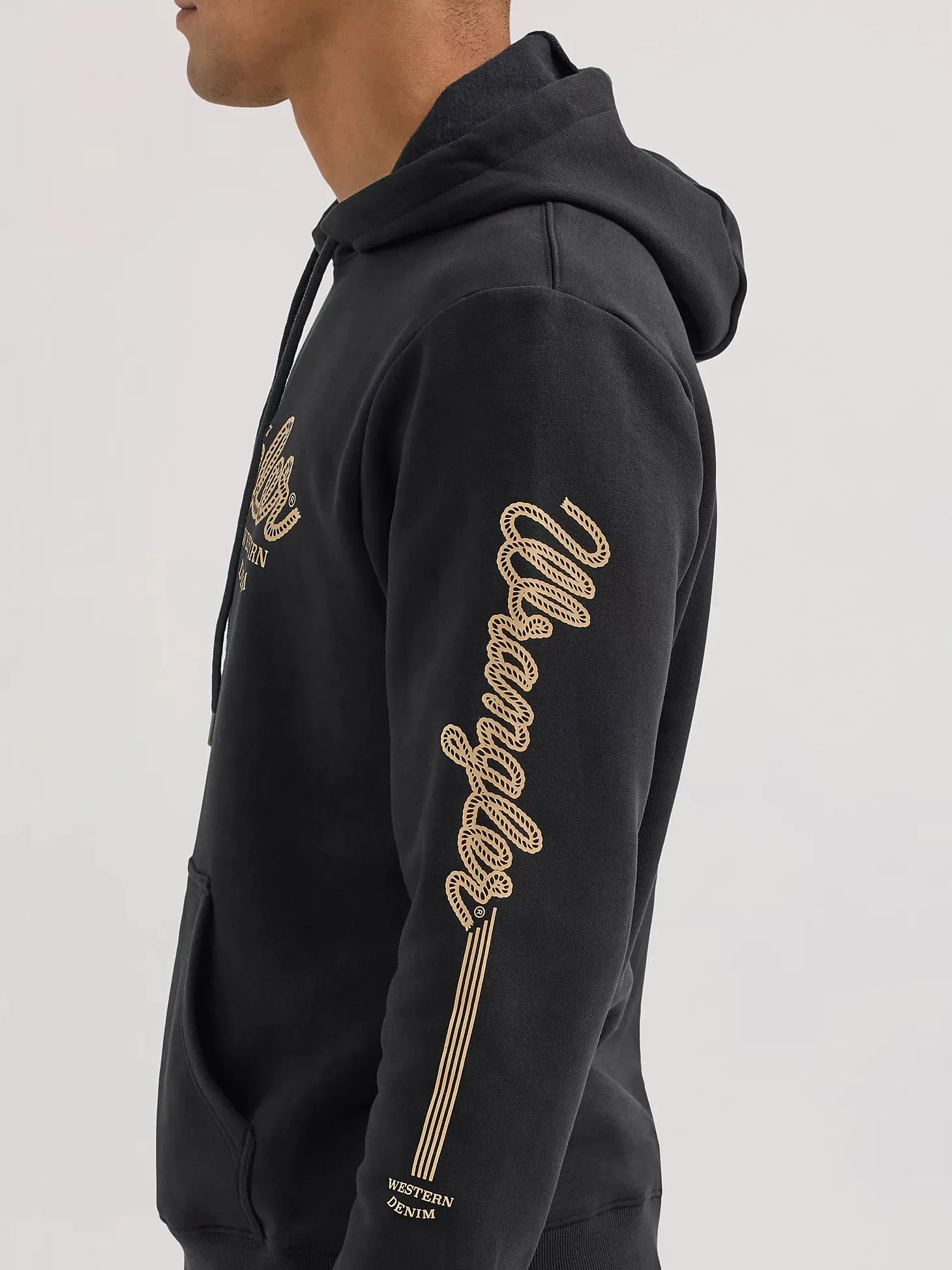 Men's Wrangler Logo Arm Hit Pullover Hoodie - Jet Black
