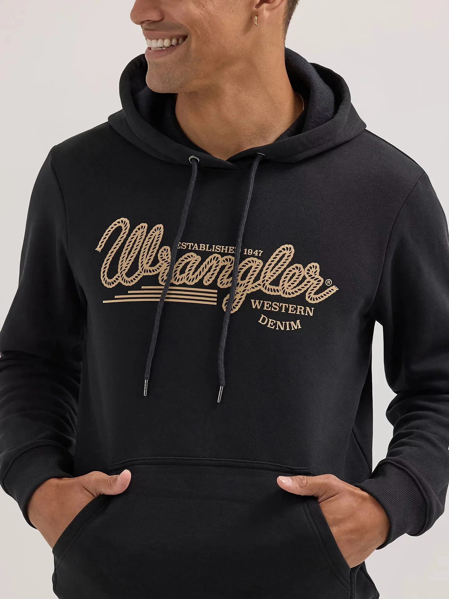 Men's Wrangler Logo Arm Hit Pullover Hoodie - Jet Black