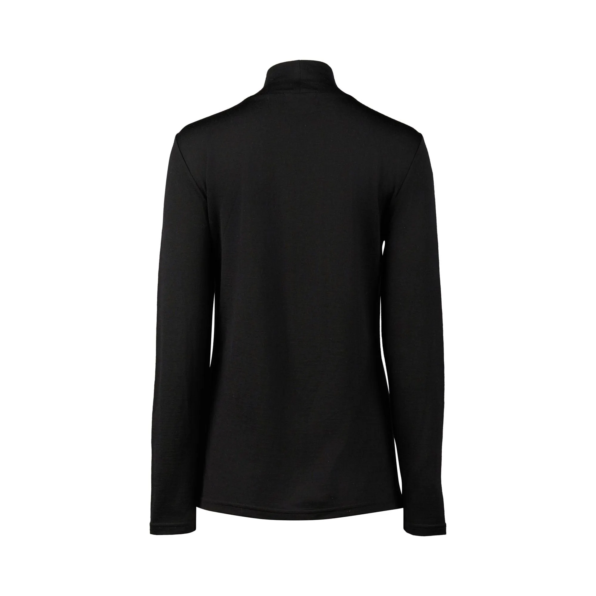 Merino Basic Long Sleeve Polo Neck Top - Black