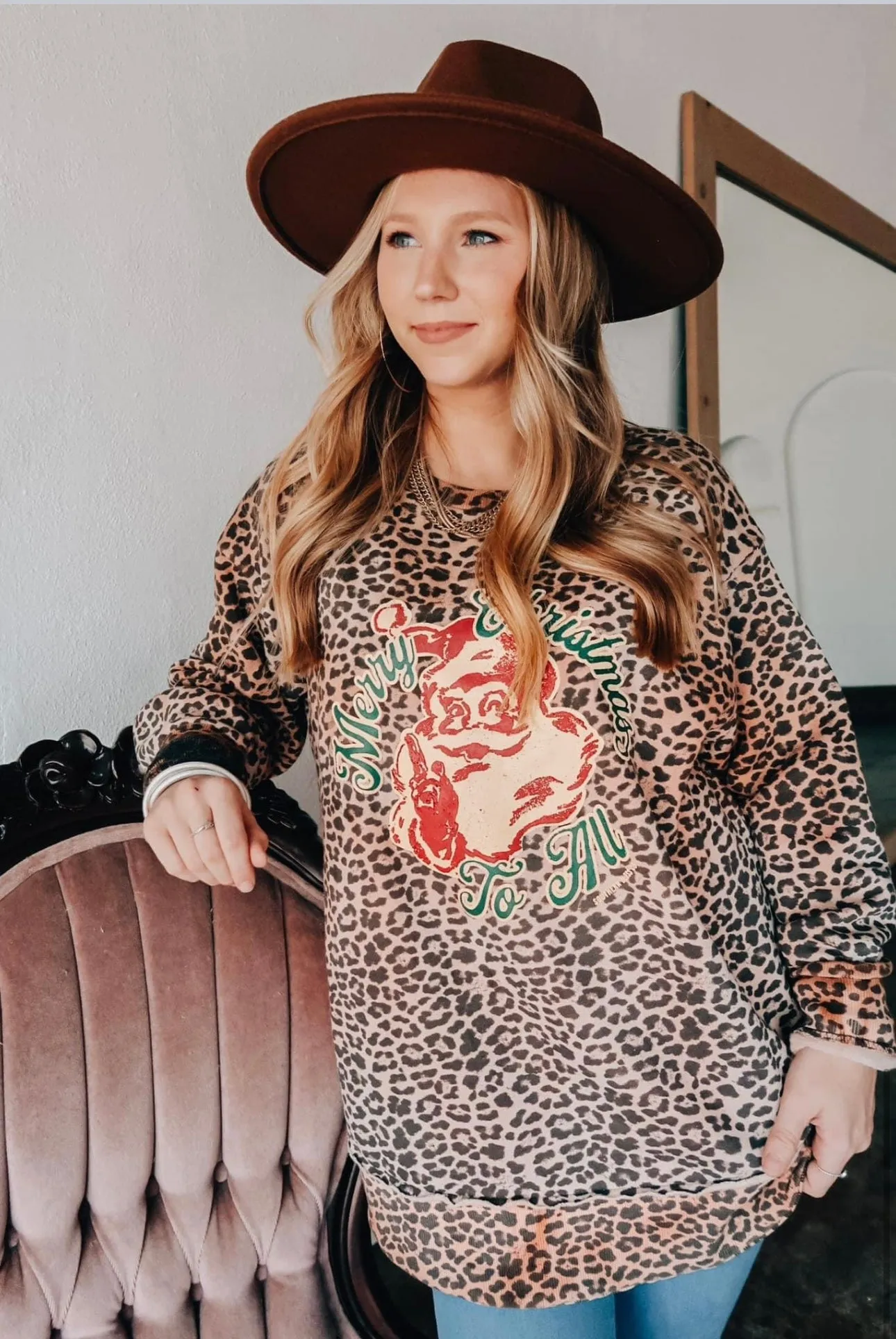 Merry Christmas To All Sweatshirt: Leopard