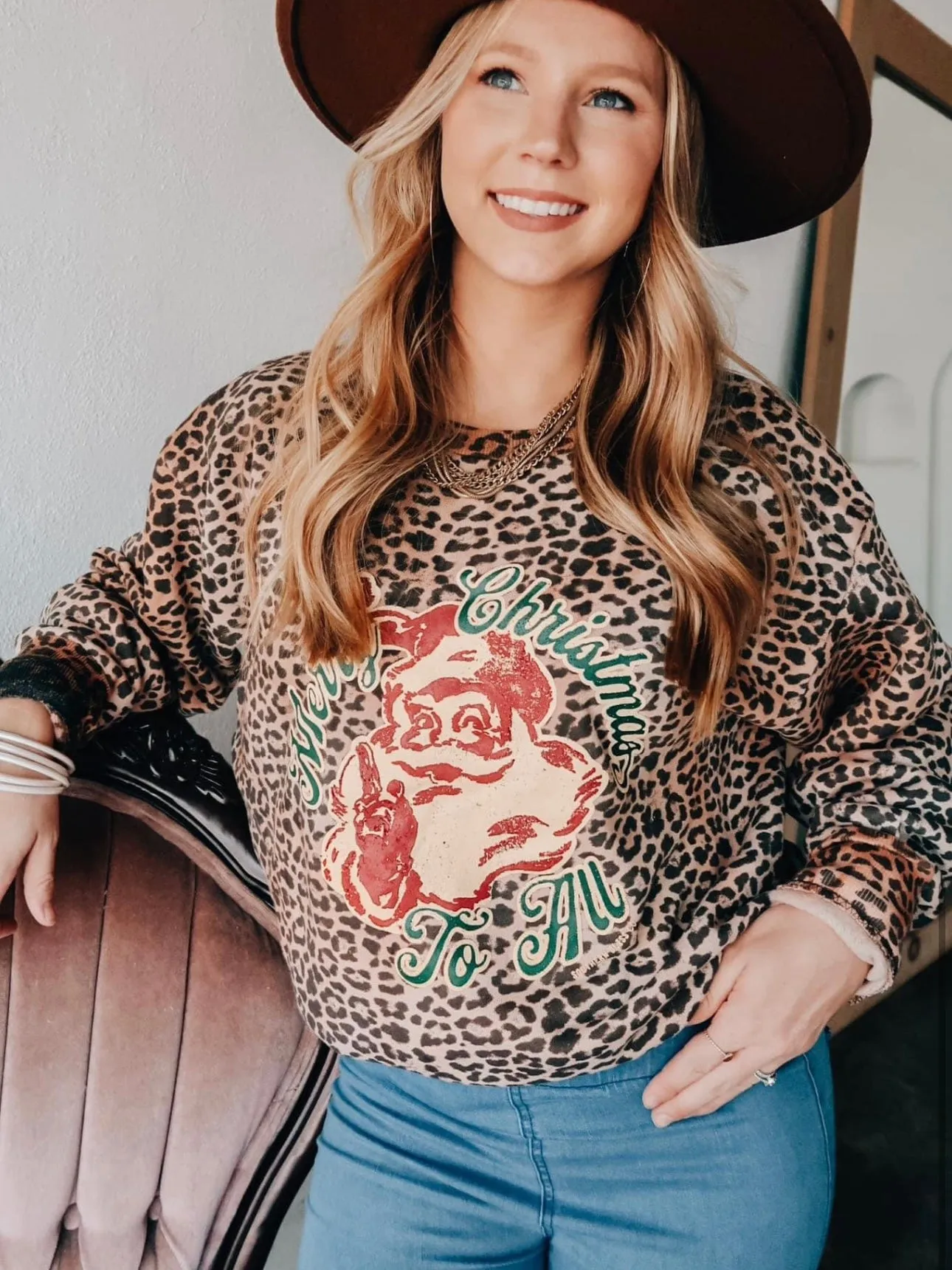 Merry Christmas To All Sweatshirt: Leopard