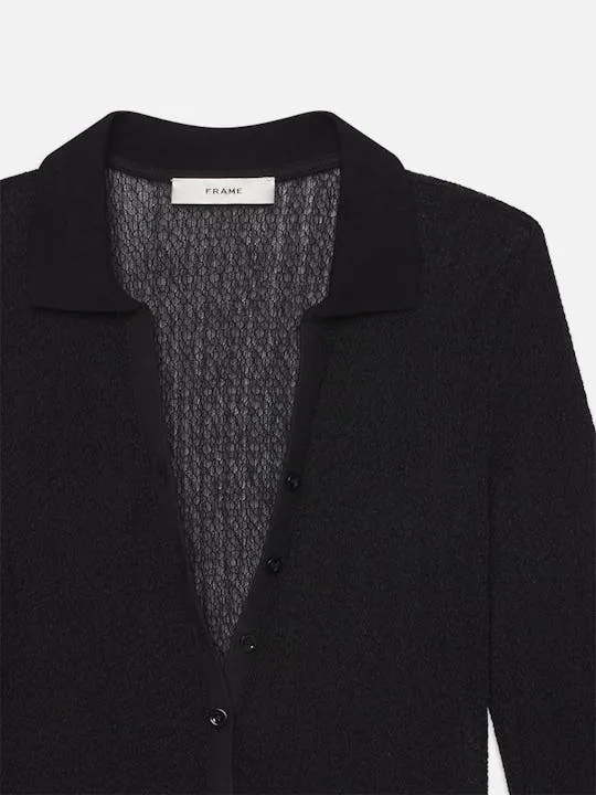 Mesh Lace L/S Polo | Black