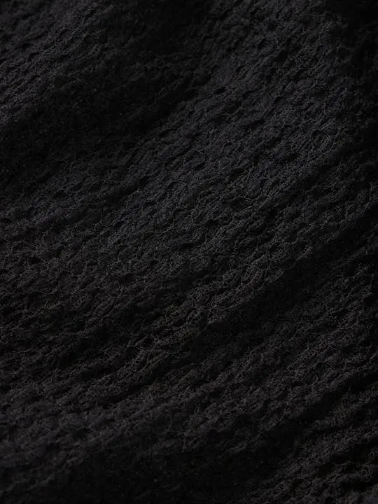 Mesh Lace L/S Polo | Black