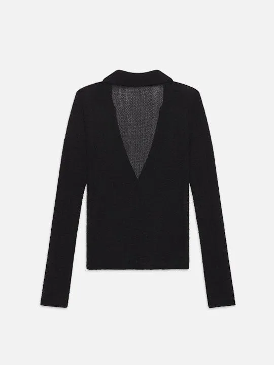 Mesh Lace L/S Polo | Black