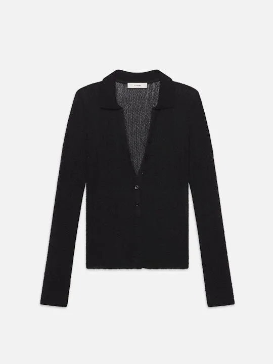 Mesh Lace L/S Polo | Black