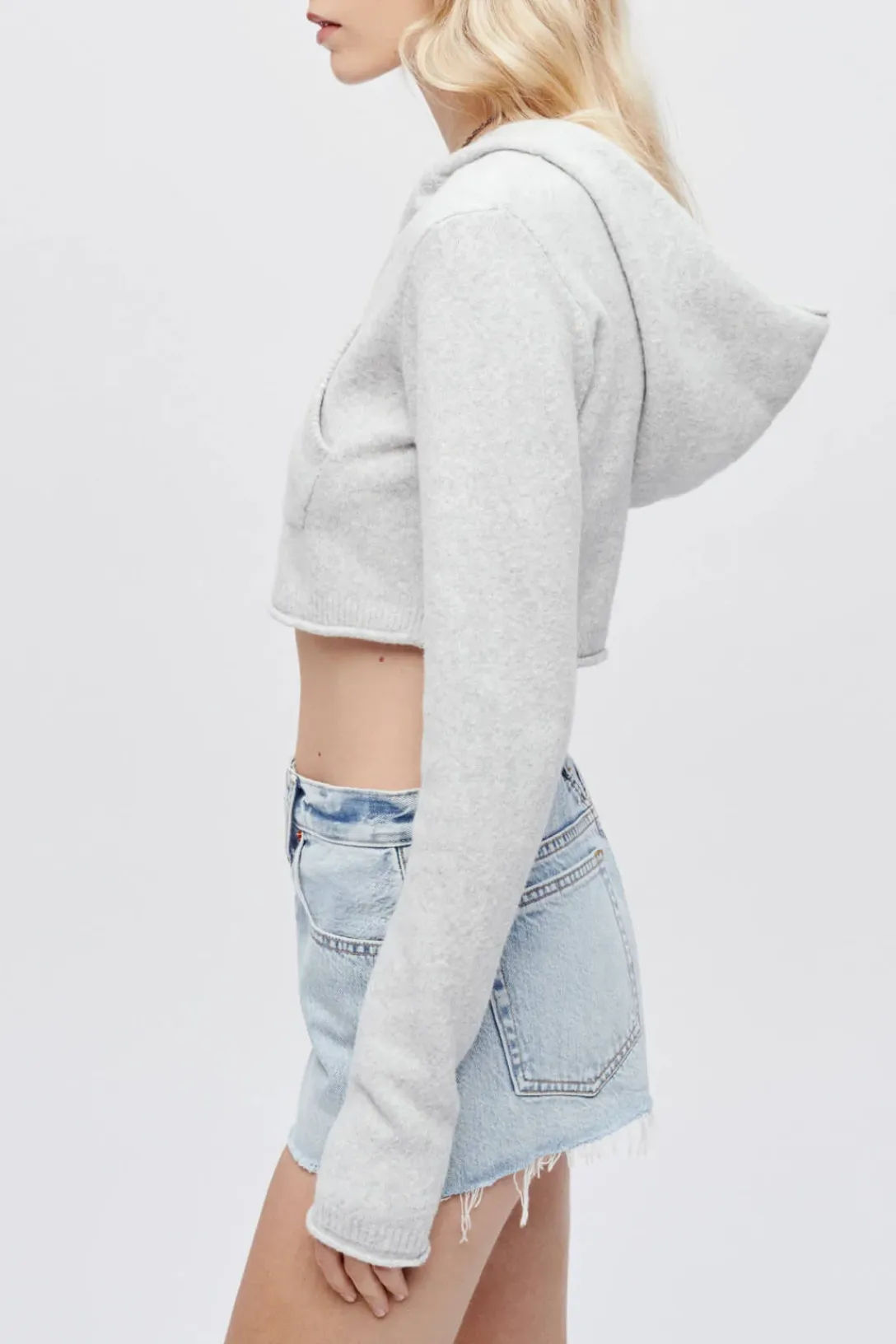 Mini Knit Hoodie | Light Grey