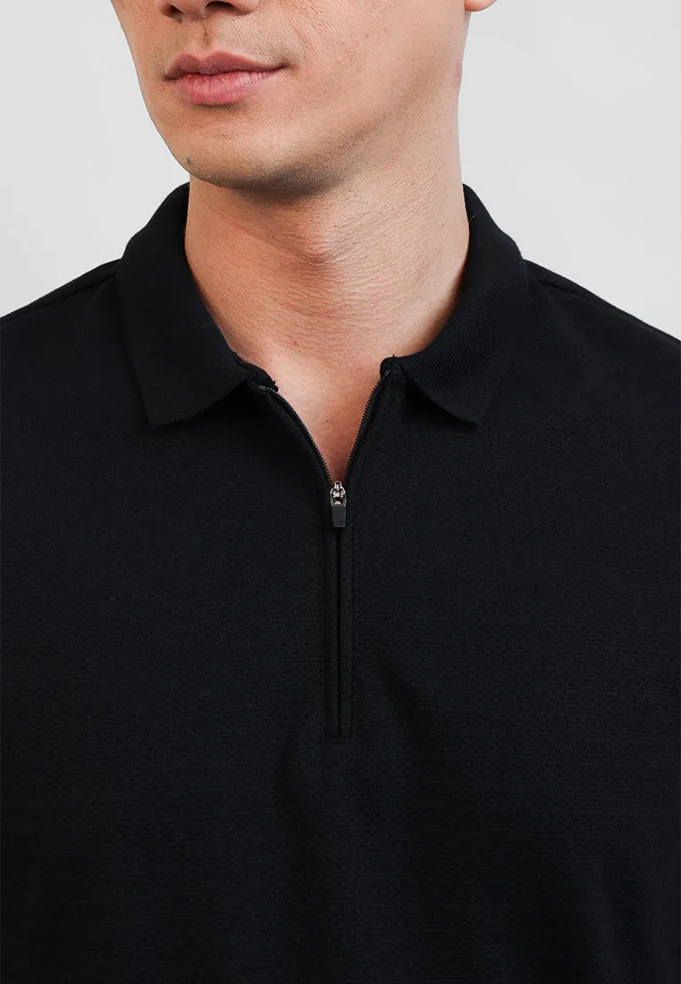 MOC Kaos Polo Lengan Pendek Pria LEO - BLACK