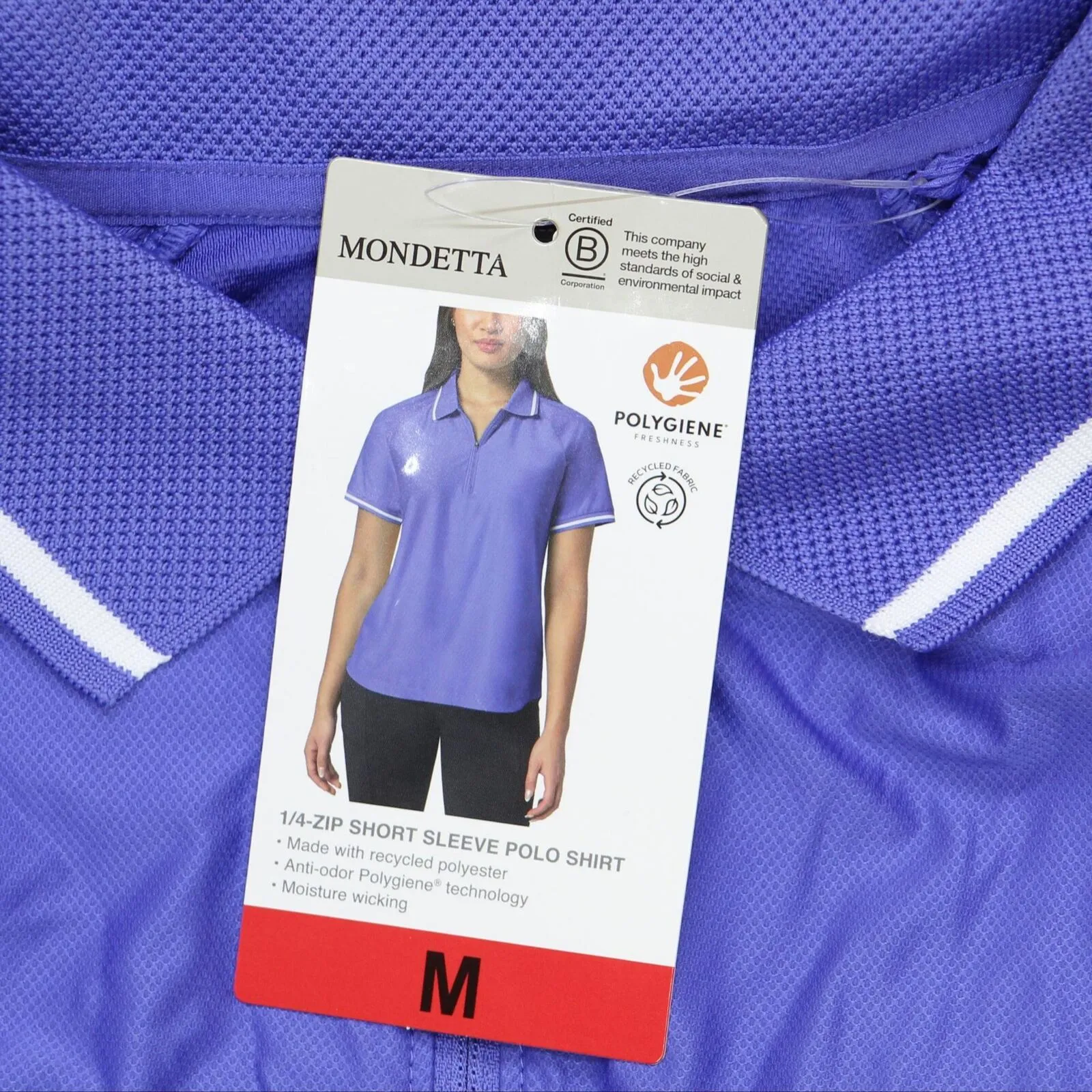 Mondetta Womens Active 1/4-Zip Short Sleeve Mesh Polo Shirt 1751752