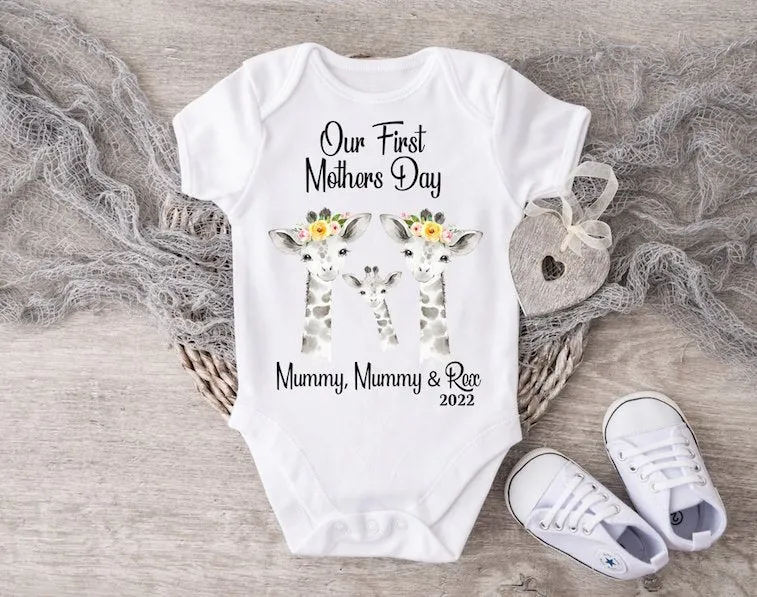 Mothers Day Giraffe Boy Vest or Sleepsuit -  Mummy & Mummy