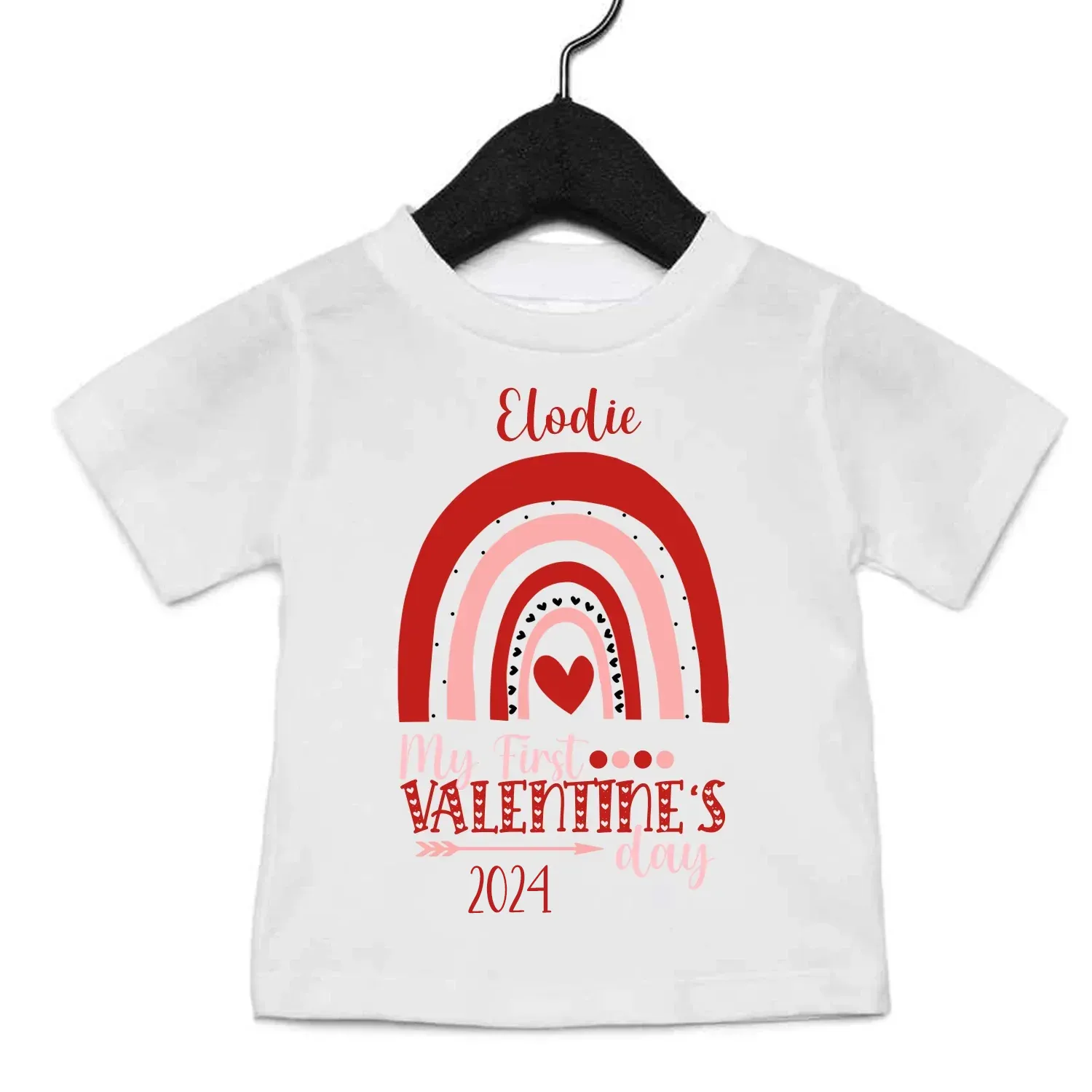 My First Valentine's Day Rainbow Design - Personalised Baby Vest