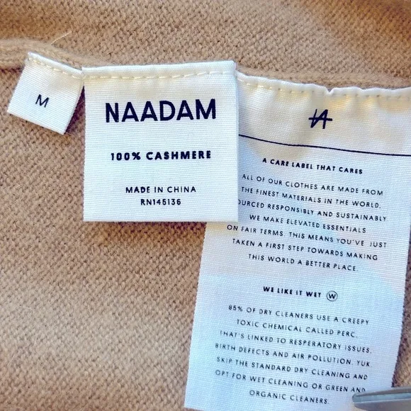 Naadam 100% Cashmere V-neck Camel Brown sweater MED as is(minor pilling)
