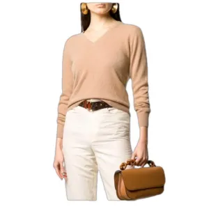 Naadam 100% Cashmere V-neck Camel Brown sweater MED as is(minor pilling)