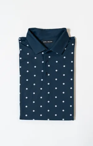 Navy and Grey Dots Golf Polo