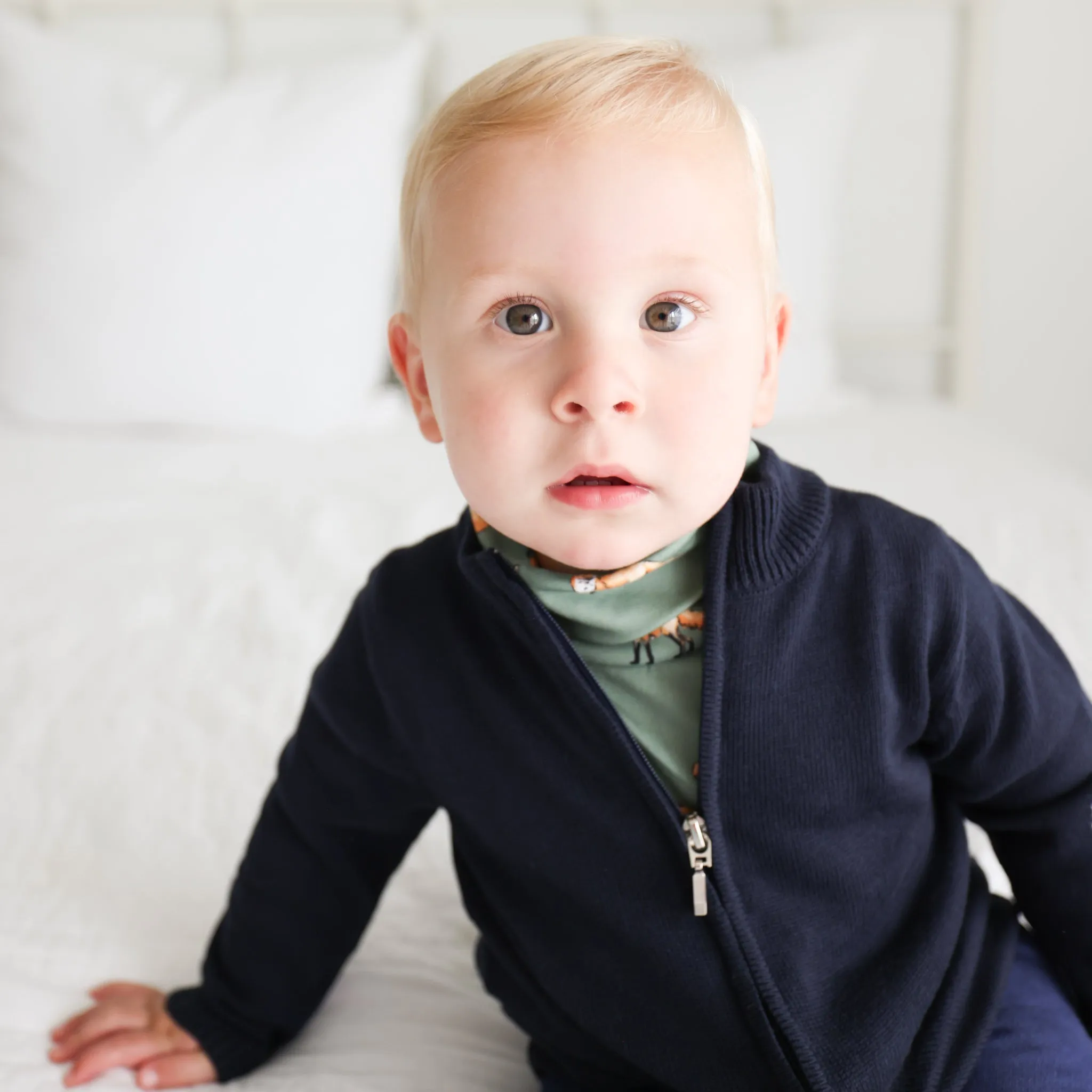 Navy Full Zip Sweater