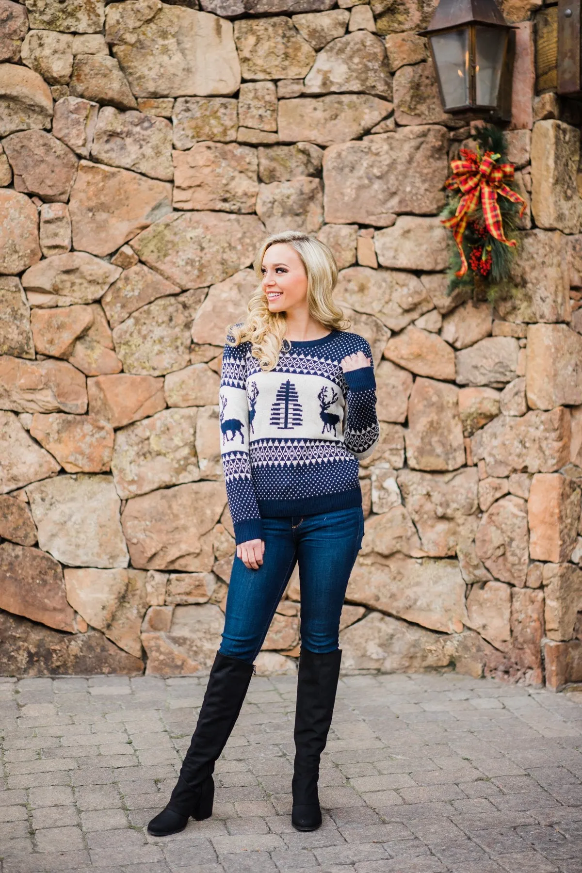 Navy Moose Sweater