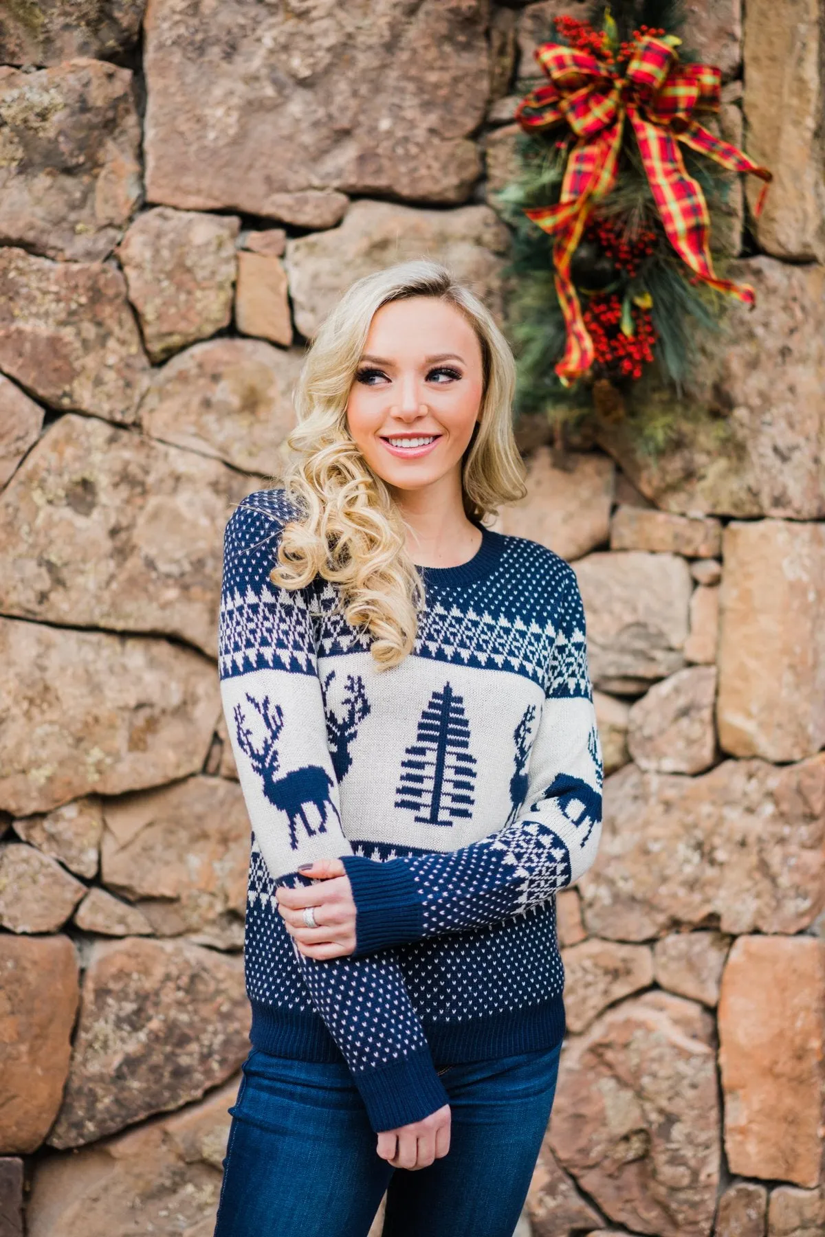 Navy Moose Sweater