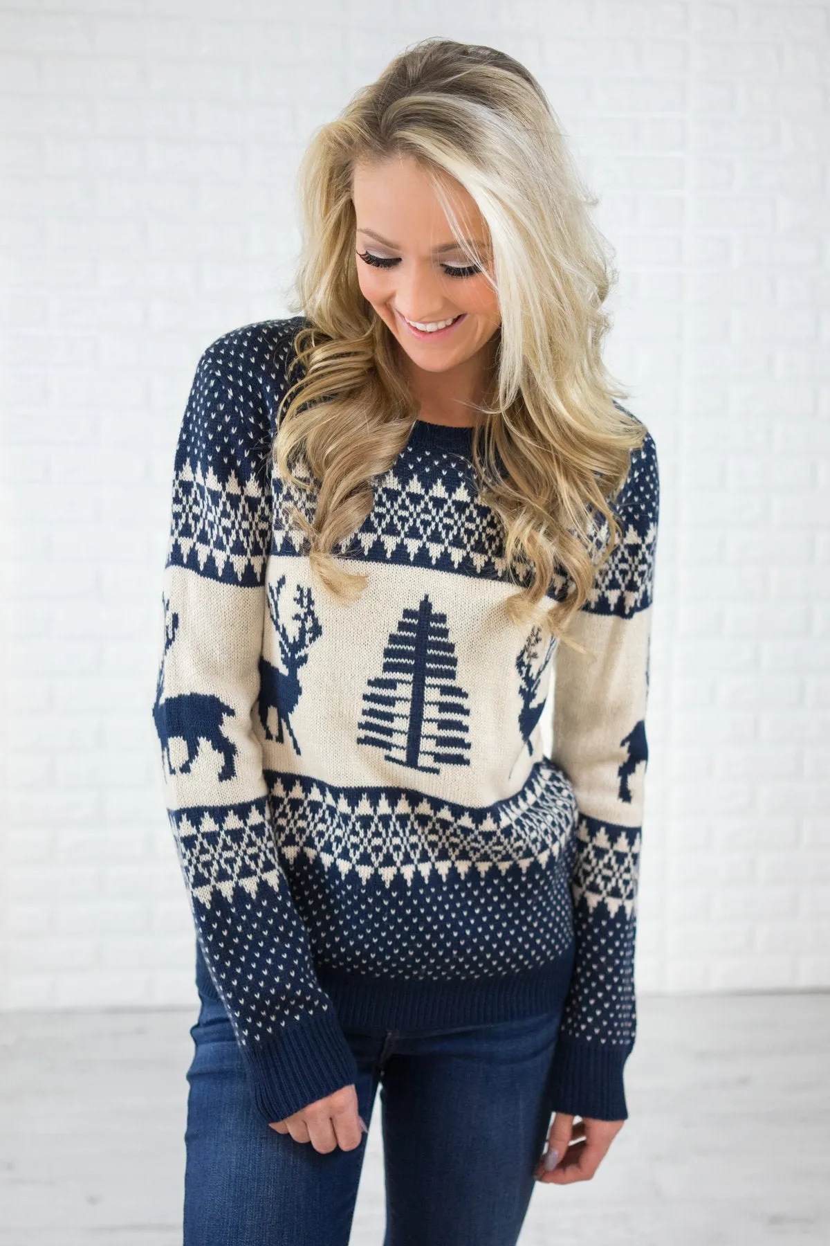 Navy Moose Sweater
