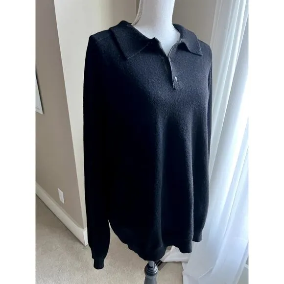 Neiman Marcus black cashmere collar sweater size 2XL