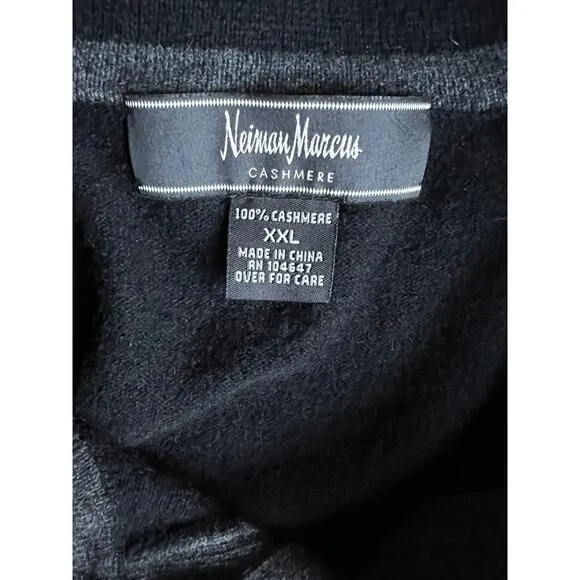 Neiman Marcus black cashmere collar sweater size 2XL