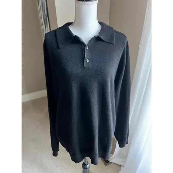 Neiman Marcus black cashmere collar sweater size 2XL