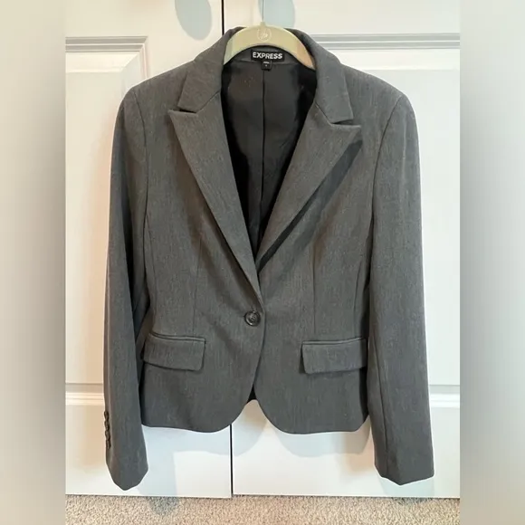 New Express Gray Blazer Suit Jacket 2