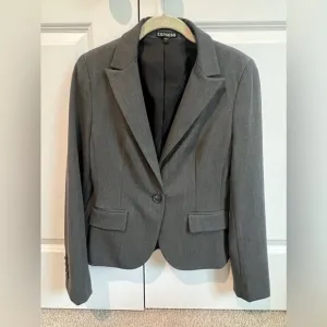 New Express Gray Blazer Suit Jacket 2