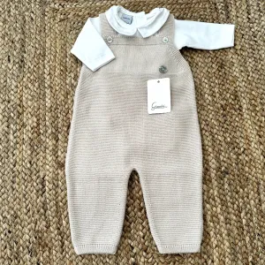 New In Artesania Granlei Sand Fine Knit Dungarees & Vest