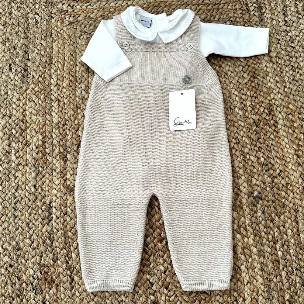 New In Artesania Granlei Sand Fine Knit Dungarees & Vest