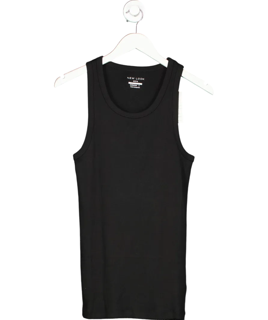 New Look Black Ribbed Muscle Fit Vest UK S