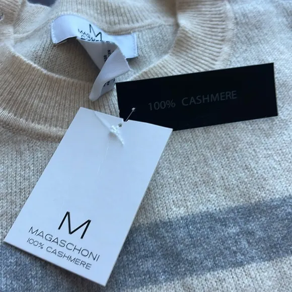 New Magaschoni 100% Cashmere Striped Sweater