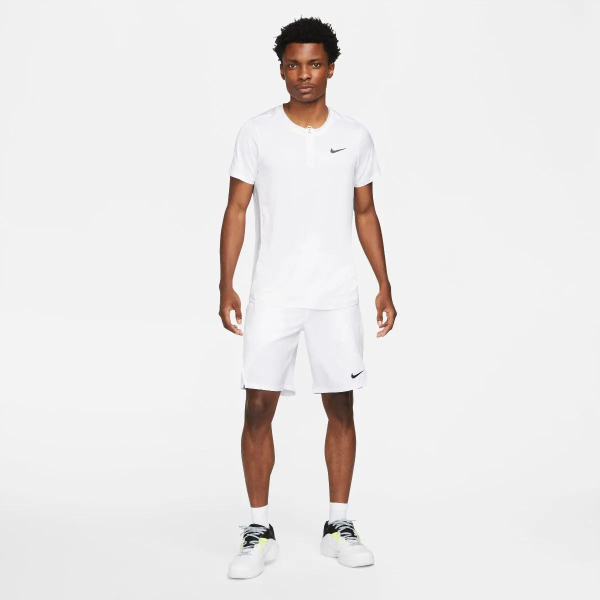 Nike Men's Dri-FIT Advantage Zip Polo (White/Black)